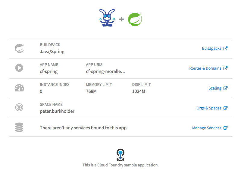 "Cloud Foundry sample application"
