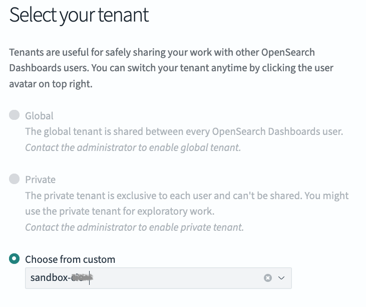 'Screenshot of dialog box titled "Select your tenant"'