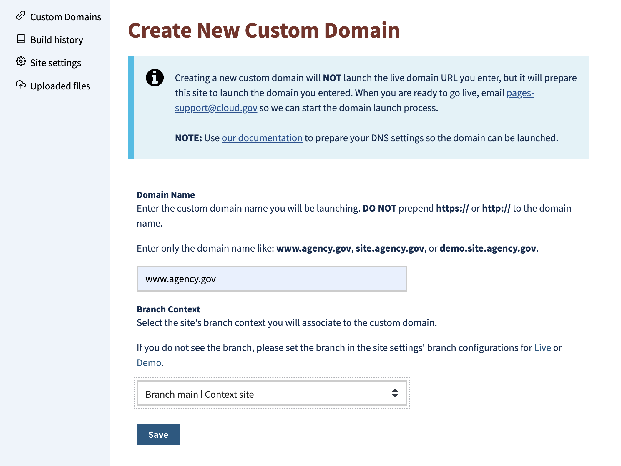 Site Custom Domain